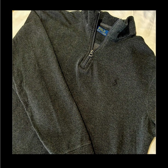 Polo Ralph Lauren Long Sleeve 1/4 Zip Herringbone Pullover Size Large Classic - Picture 10 of 10